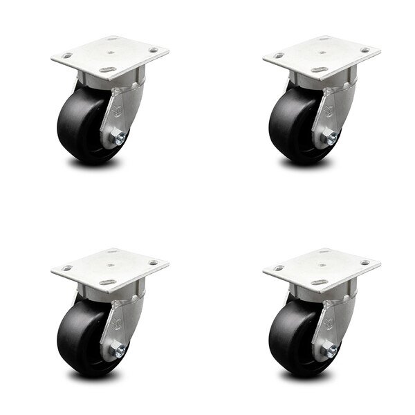4 Inch Kingpinless Glass Filled Nylon Wheel Swivel Top Plate Caster SCC, 4PK, Service Caster, Mfr#: SCC-KP30S420-GFNR-4